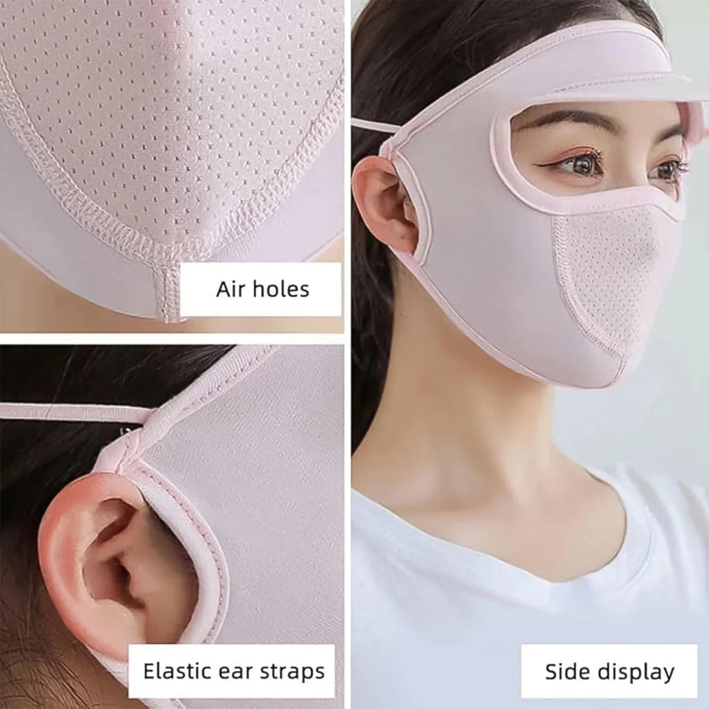 Full Face UV Protection Cap with Built-in Mask and Wide Brim Visor – Breathable (1 Pc)