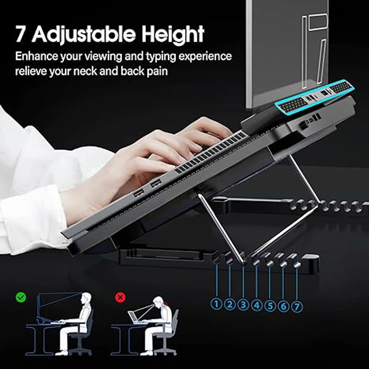 Laptop Stand - Cooling Pad With Phone Stand