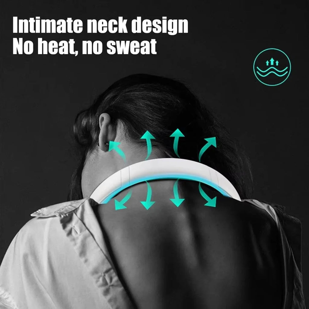 Portable USB Rechargeable Neck Fan – Wearable, 3 Speeds, Headphone Design